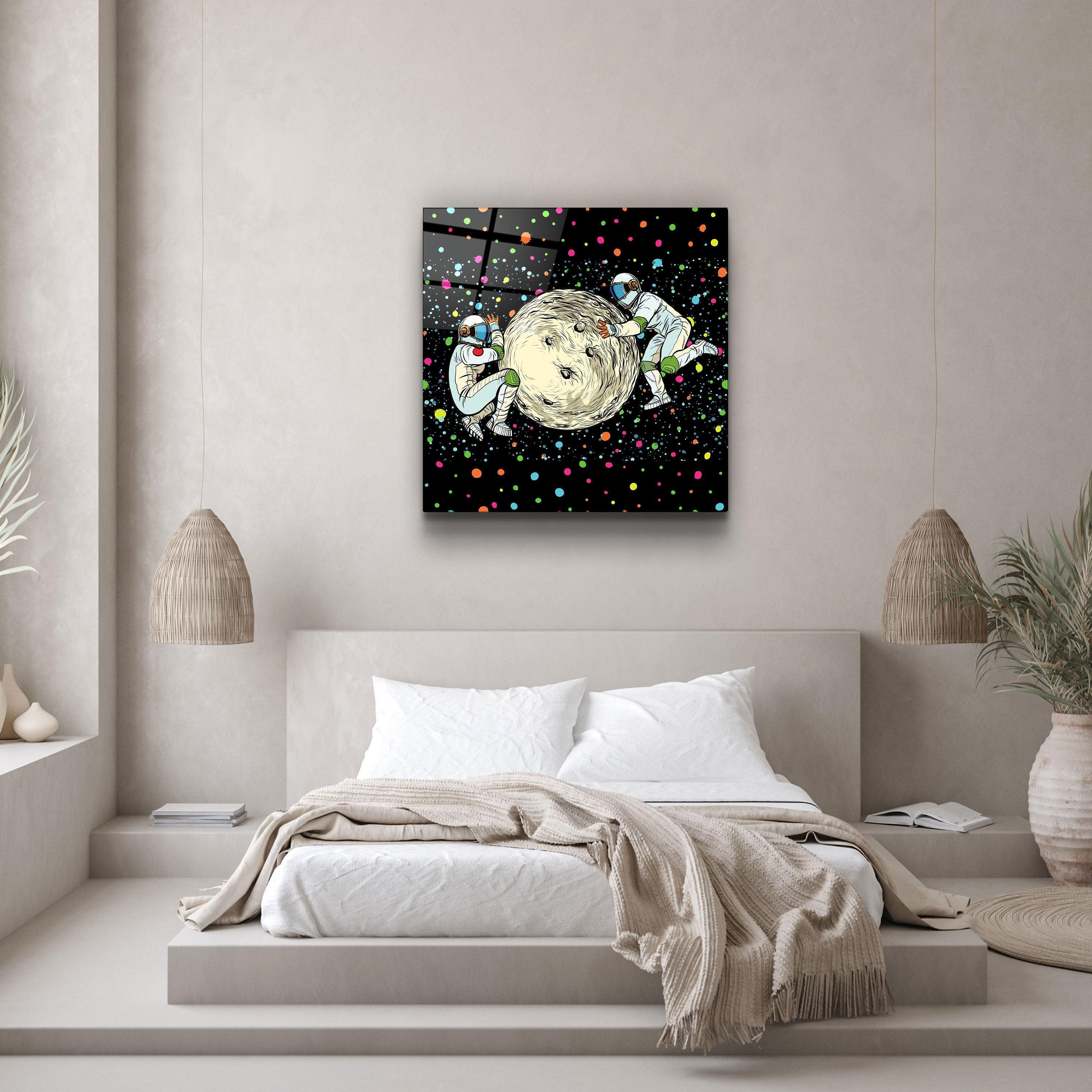 ・"Pushing A Planet"・Glass Wall Art - ArtDesigna Glass Printing Wall Art