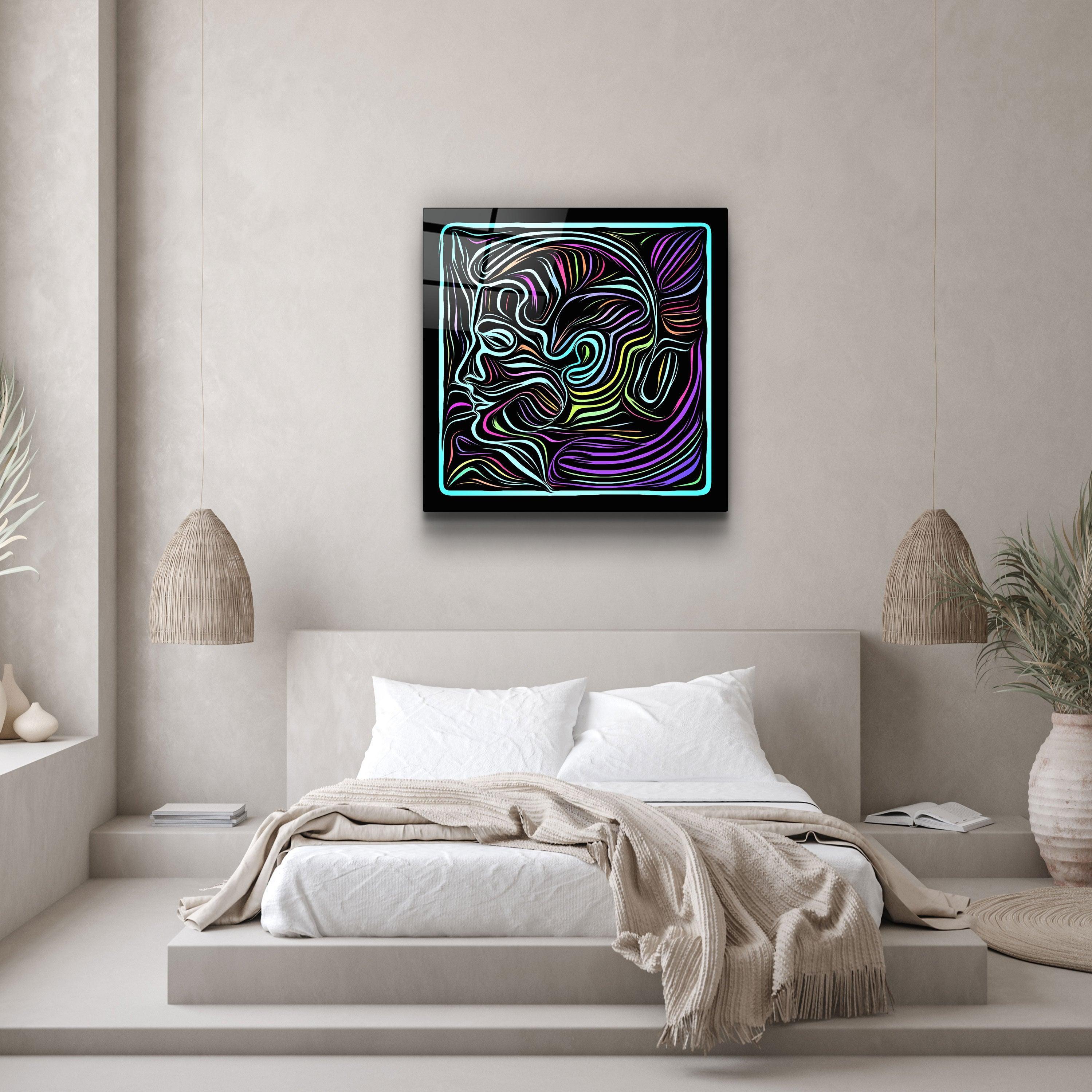 ・"Rainbow Line Faces"・Glass Wall Art - ArtDesigna Glass Printing Wall Art