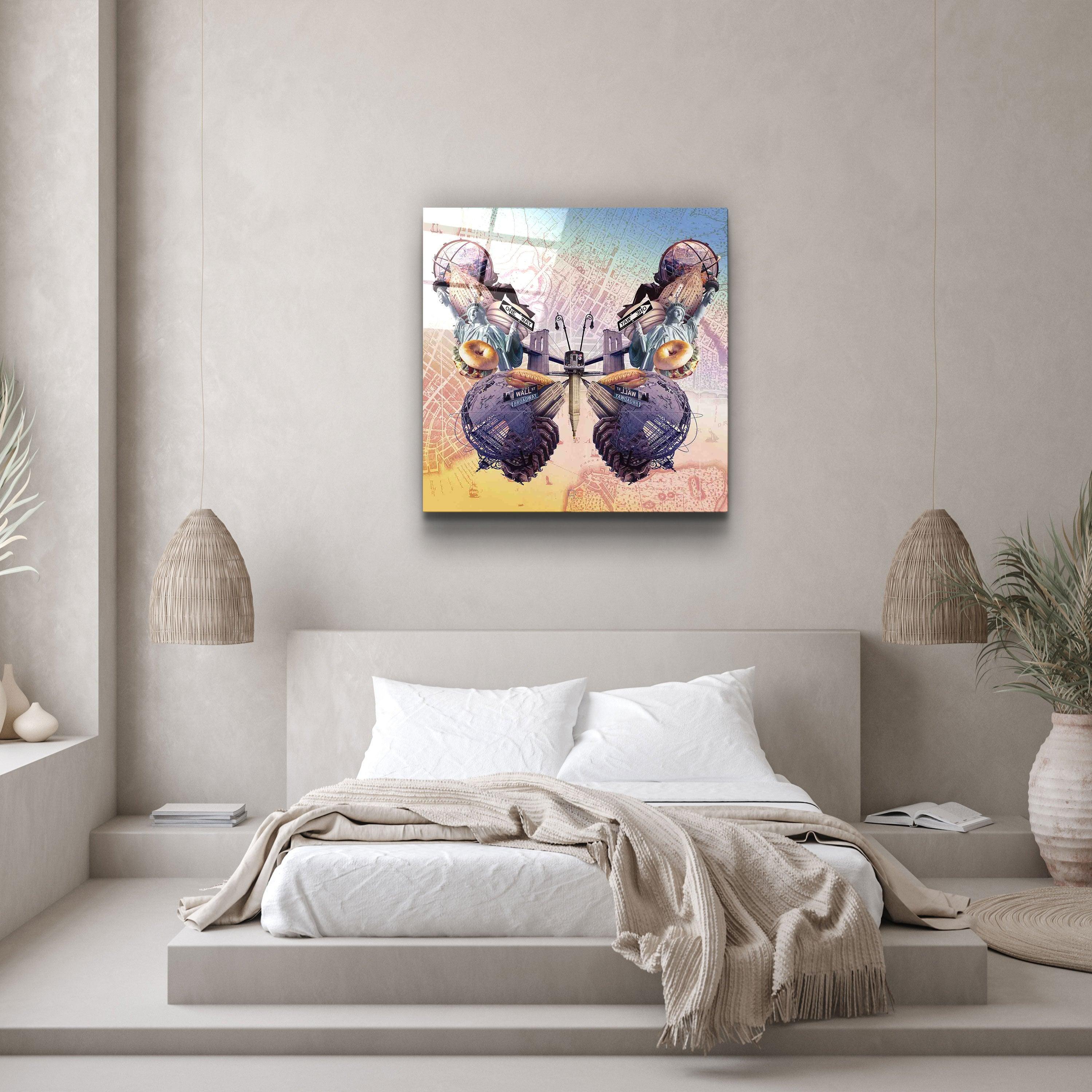 ・"Butterfly NYC"・Designers Collection Glass Wall Art - ArtDesigna Glass Printing Wall Art