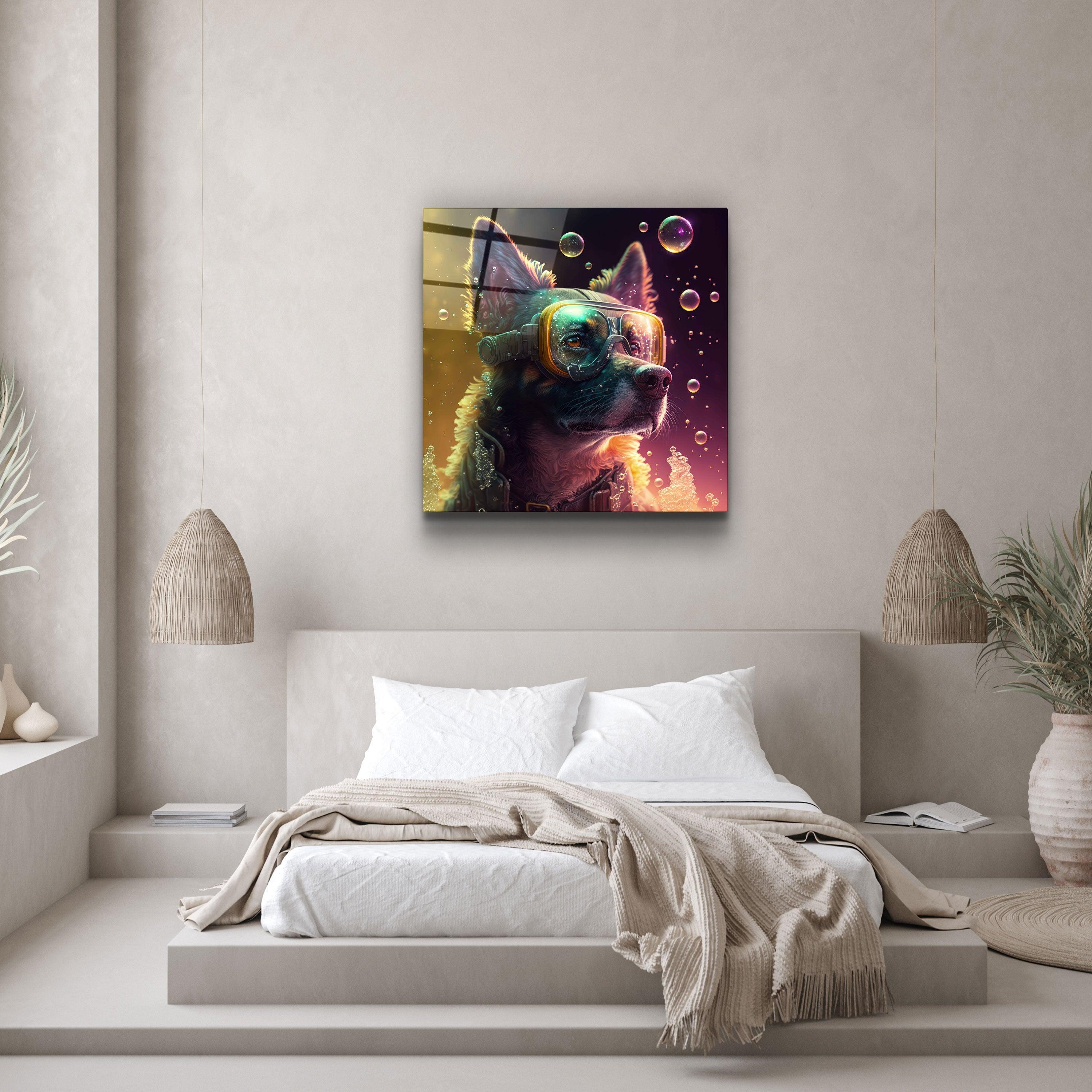 ."Spy Dog". Secret World Collection Glass Wall Art - ArtDesigna Glass Printing Wall Art