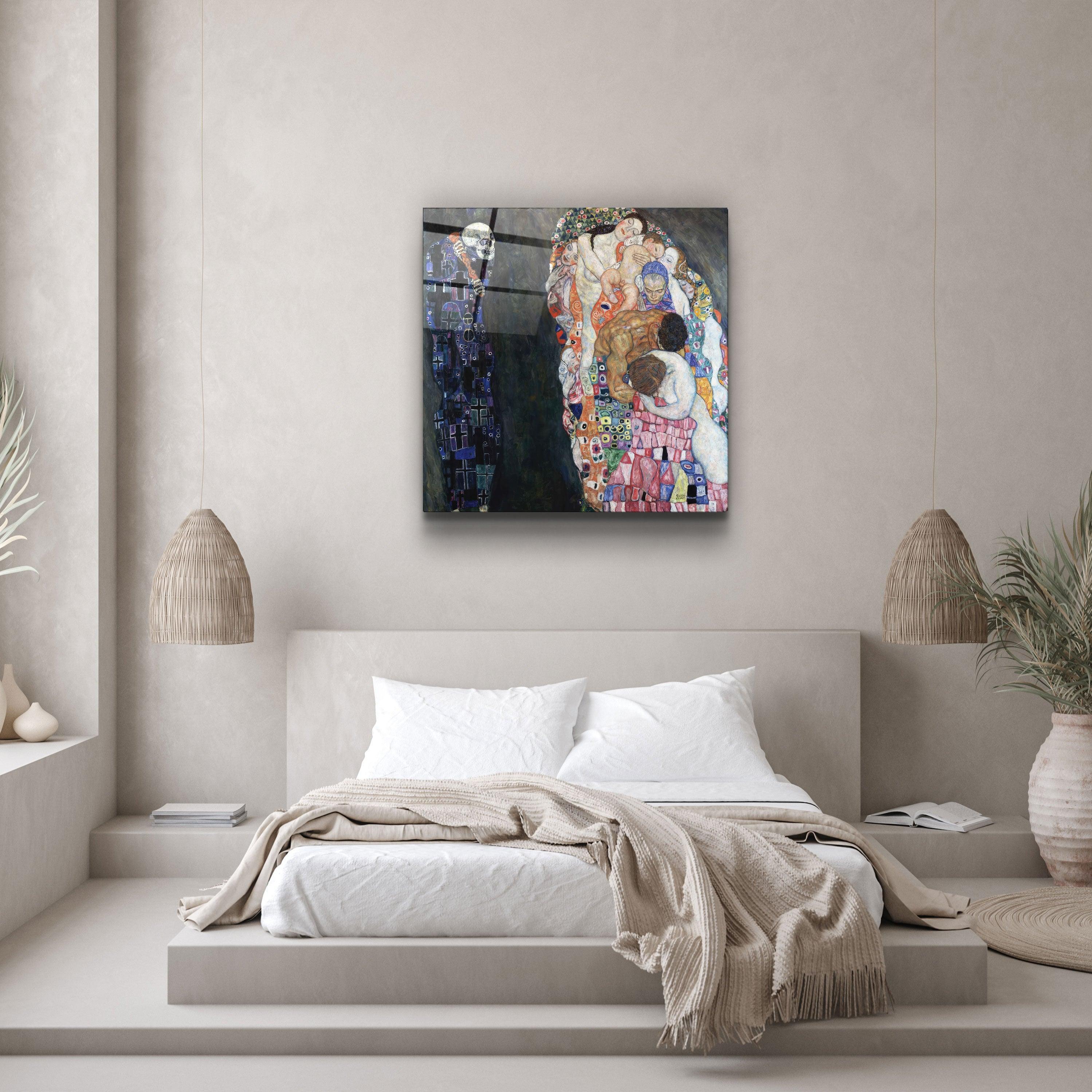 ."Gustav Klimt's Death and Life (1910-1915)". Glass Wall Art - ArtDesigna Glass Printing Wall Art