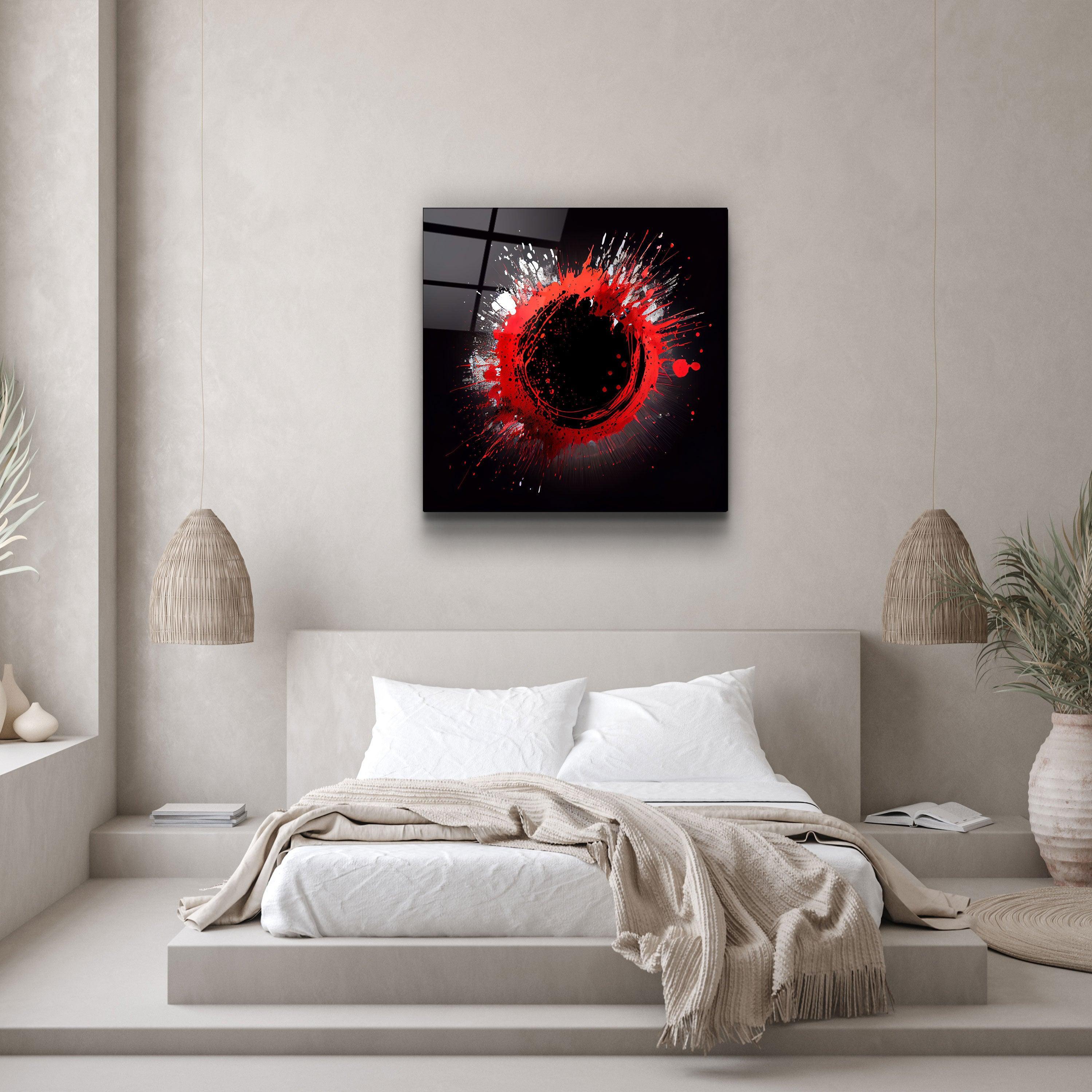 ."Paint Splash Ring-Red". Designer's Collection Glass Wall Art - ArtDesigna Glass Printing Wall Art