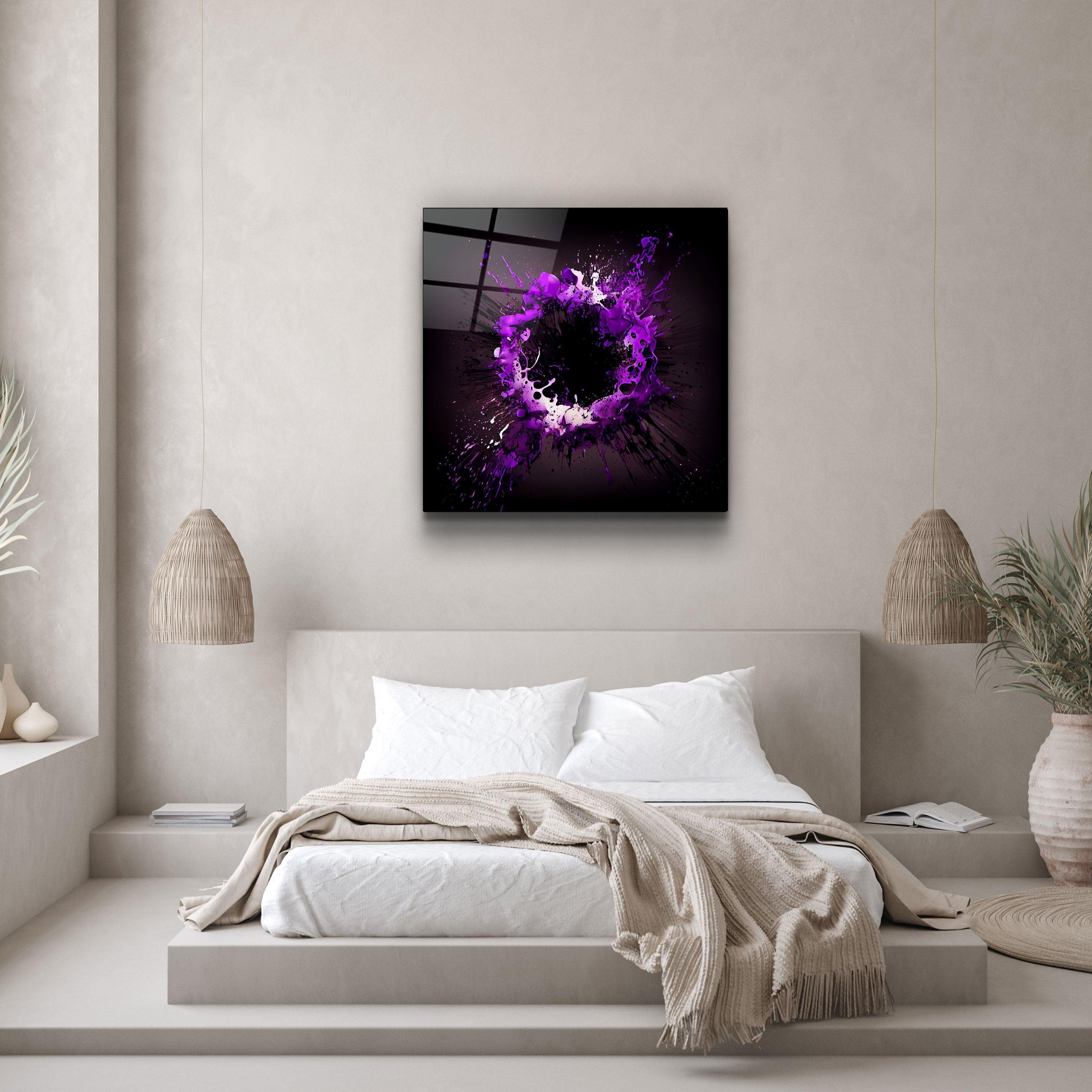 ."Paint Splash Ring-Purple". Designer's Collection Glass Wall Art - ArtDesigna Glass Printing Wall Art