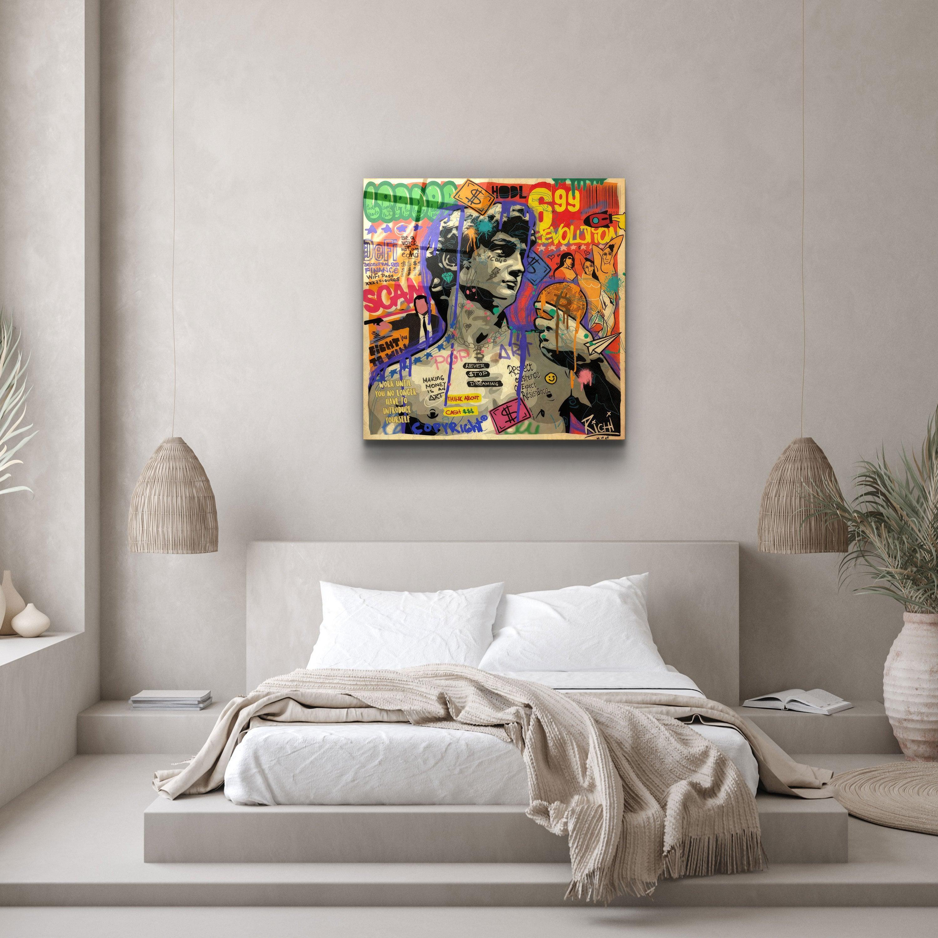 ."Statue Pop Art". Designer's Collection Glass Wall Art - ArtDesigna Glass Printing Wall Art