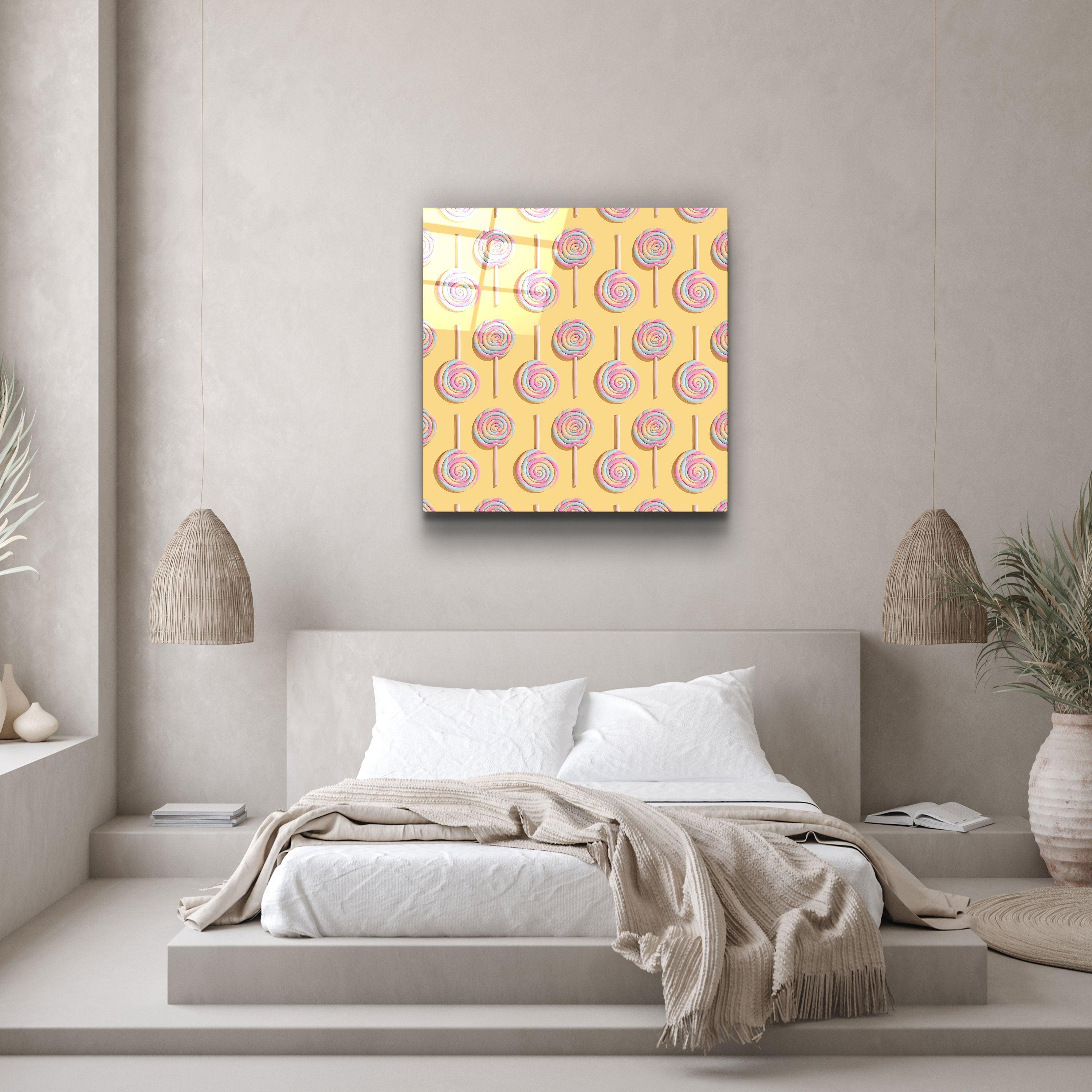 ."Retro Lollipops". Contemporary Collection Glass Wall Art - ArtDesigna Glass Printing Wall Art