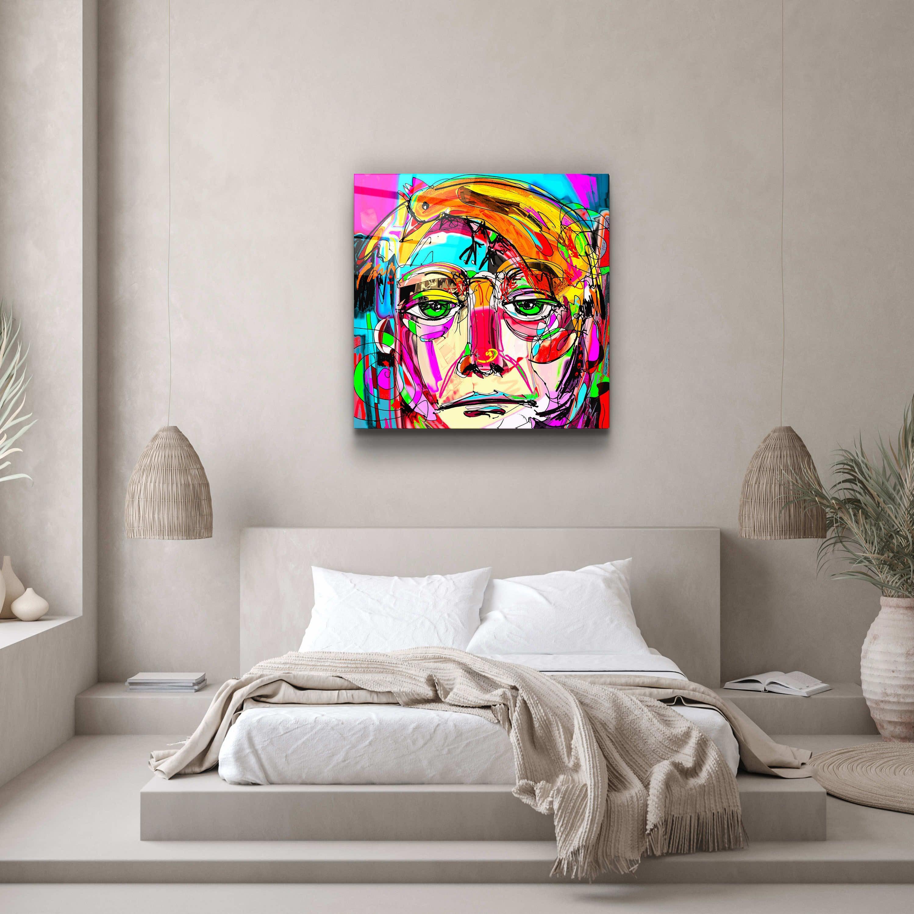 ."Face Illustration-Abstract". Designer's Collection Glass Wall Art - ArtDesigna Glass Printing Wall Art