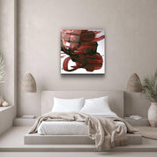 ."Dark Red Abstract Brush Strokes". Designer's Collection Glass Wall Art - ArtDesigna Glass Printing Wall Art