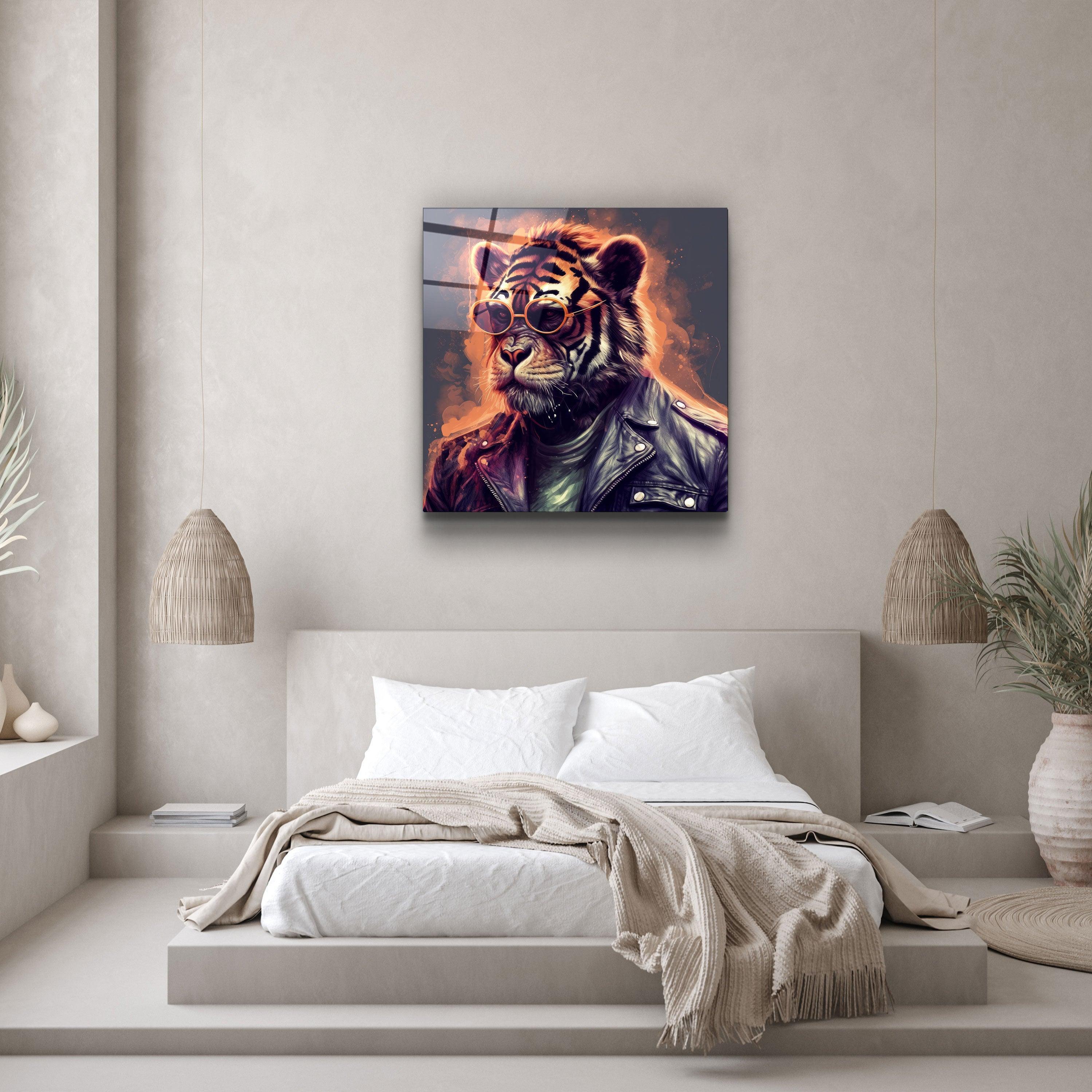 ."Tiger Monkey 2". Designers Collection Glass Wall Art - ArtDesigna Glass Printing Wall Art