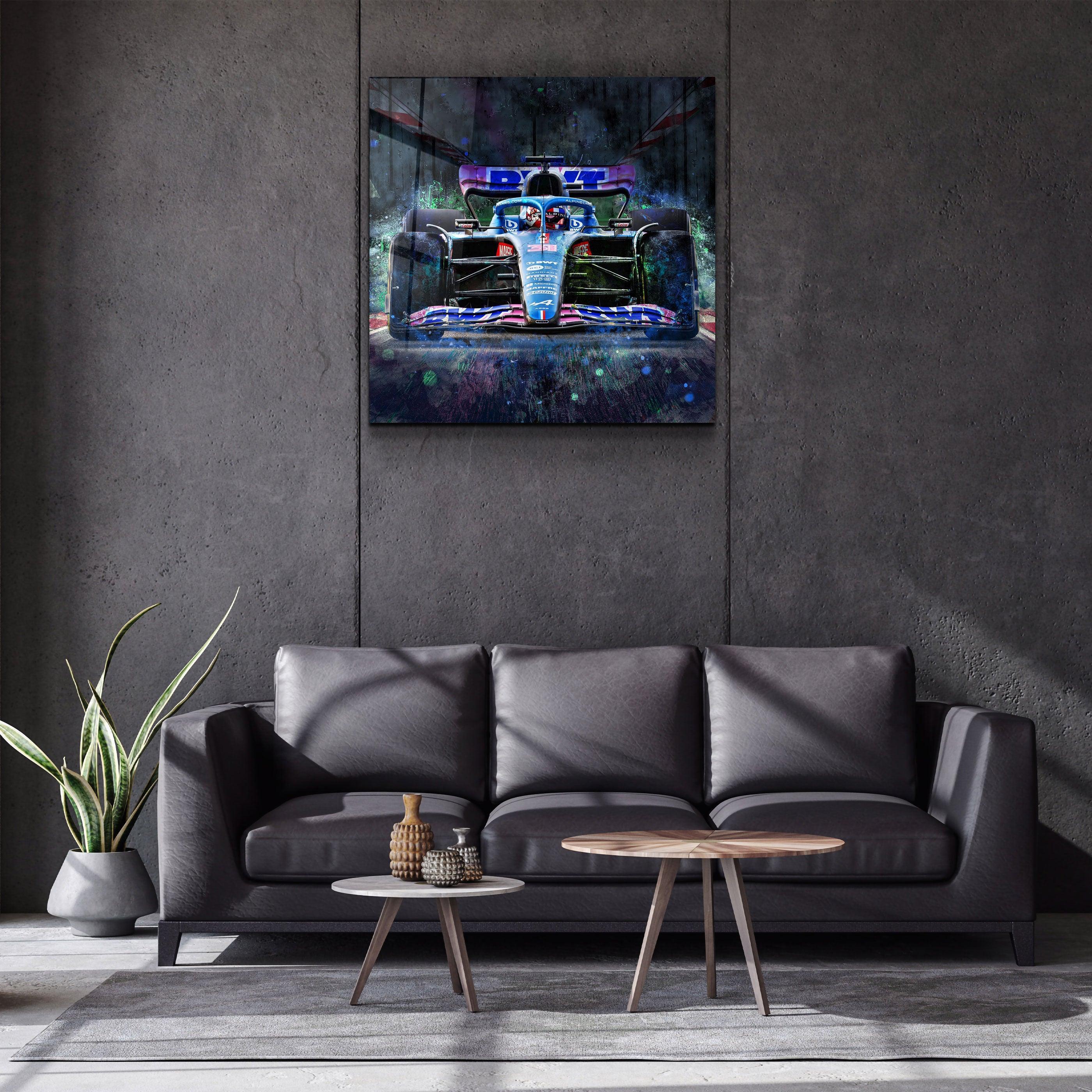 ."AlpineF1 Team". Designer's Collection Glass Wall Art - ArtDesigna Glass Printing Wall Art