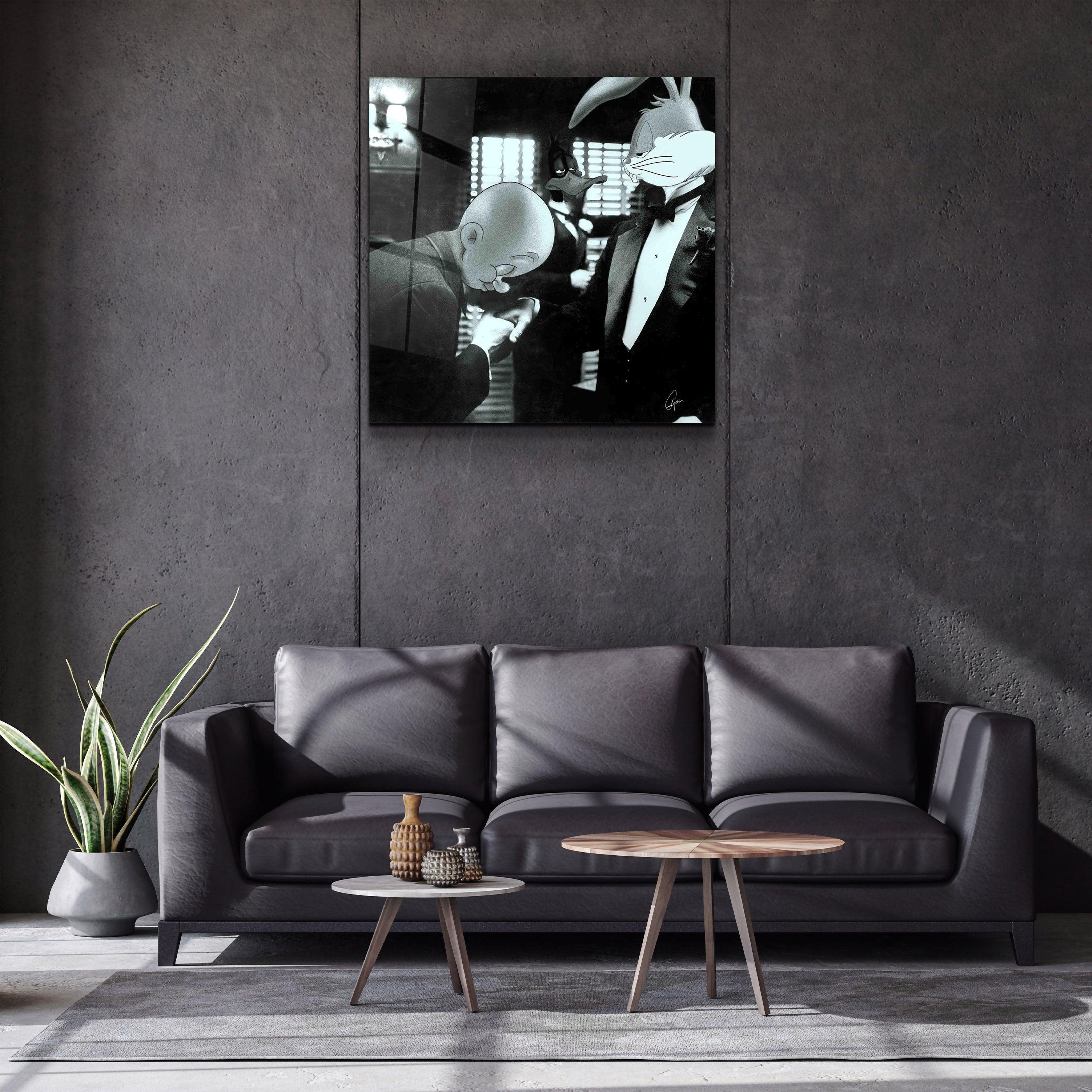 ・"Don Bunny - GodFather"・Designers Collection Glass Wall Art - ArtDesigna Glass Printing Wall Art