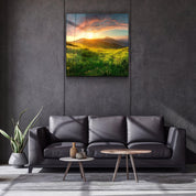 ・"Sunset Mountain"・Glass Wall Art - ArtDesigna Glass Printing Wall Art
