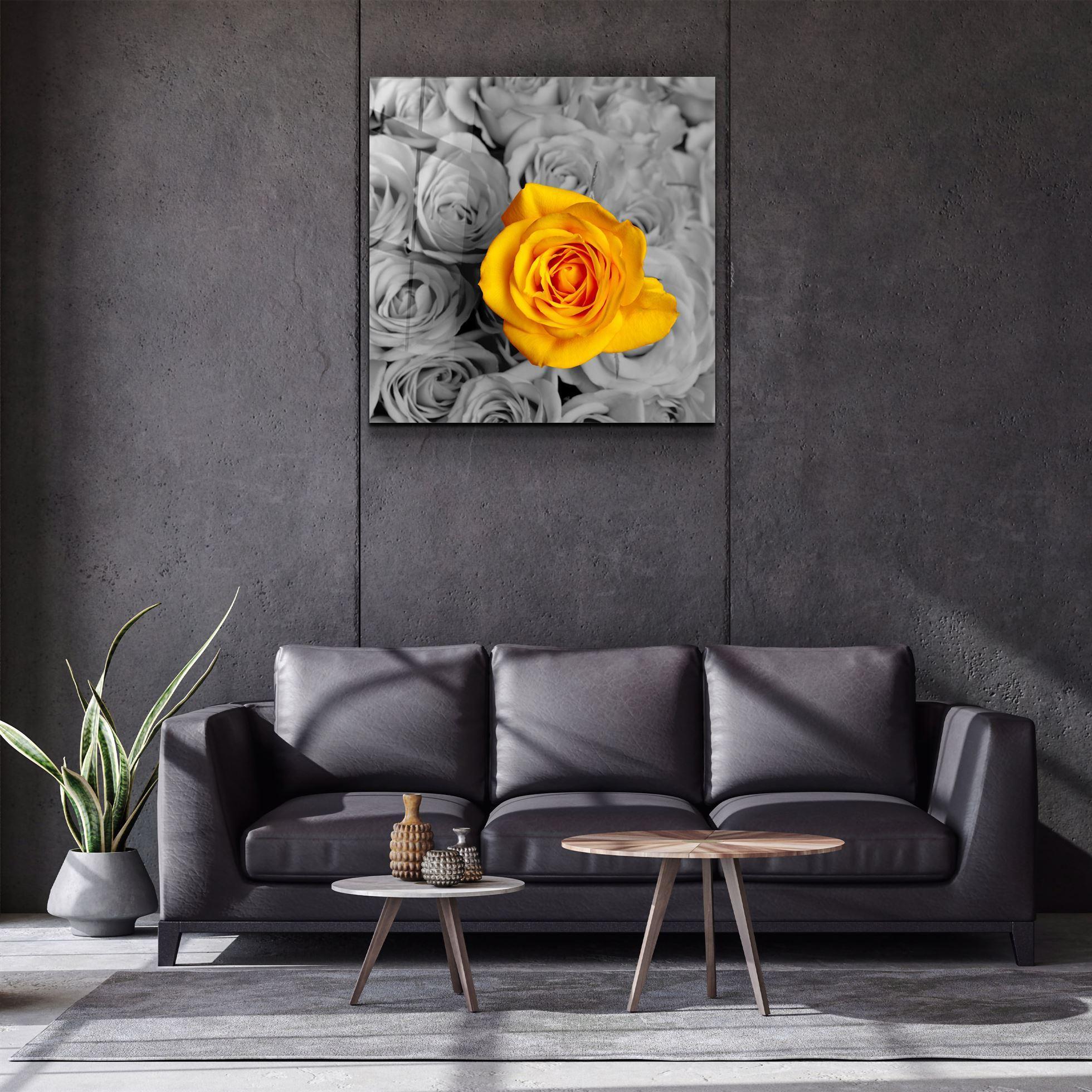 ・"Yellow Rose"・Glass Wall Art - ArtDesigna Glass Printing Wall Art