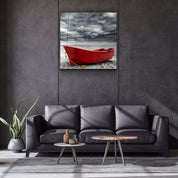 Solitude: The Red Vessel | Glass Wall Art - Artdesigna