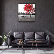 ・"Red Tree"・Glass Wall Art - ArtDesigna Glass Printing Wall Art