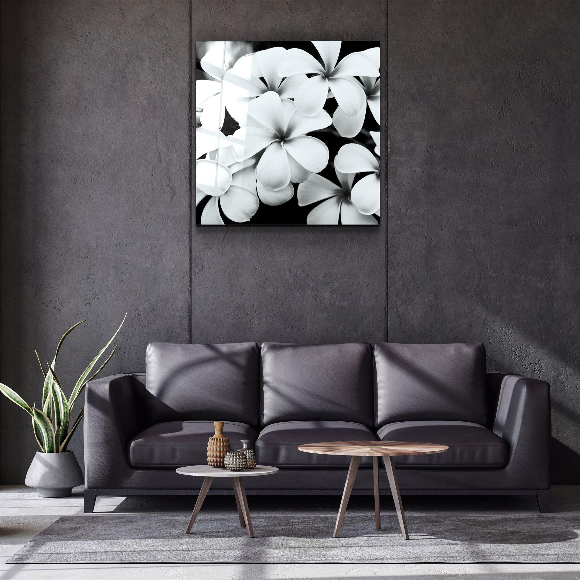 ・"Black and White Flowers"・Glass Wall Art - ArtDesigna Glass Printing Wall Art