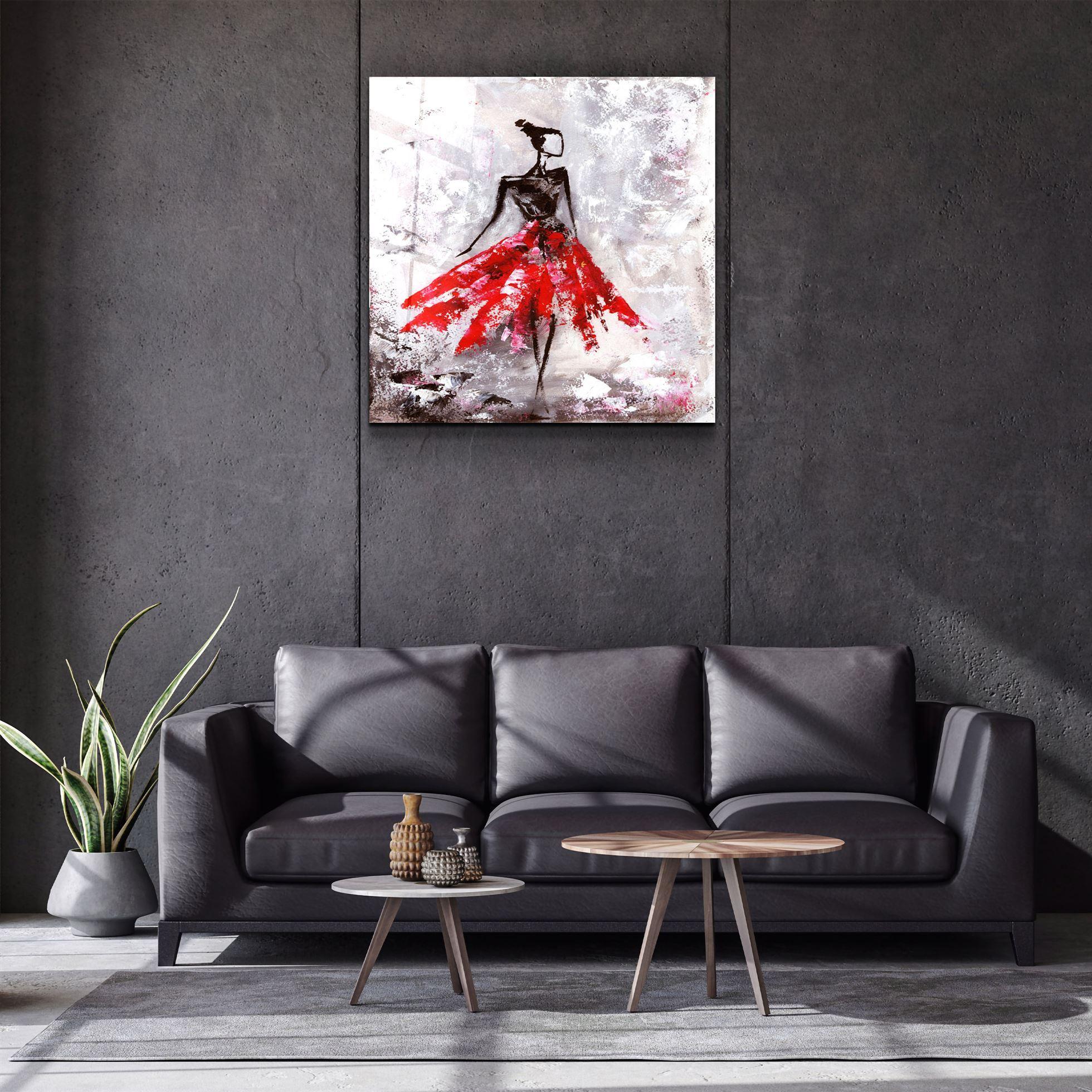 ・"Woman (Red)"・Glass Wall Art - ArtDesigna Glass Printing Wall Art