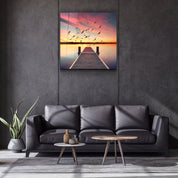 ・"Red Dock"・Glass Wall Art - ArtDesigna Glass Printing Wall Art