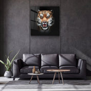 Tiger's Gaze | Glass Wall Art - Artdesigna