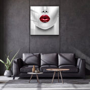 ・"Red Lips"・Glass Wall Art - ArtDesigna Glass Printing Wall Art