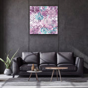 ・"Purple Damask"・Glass Wall Art - ArtDesigna Glass Printing Wall Art