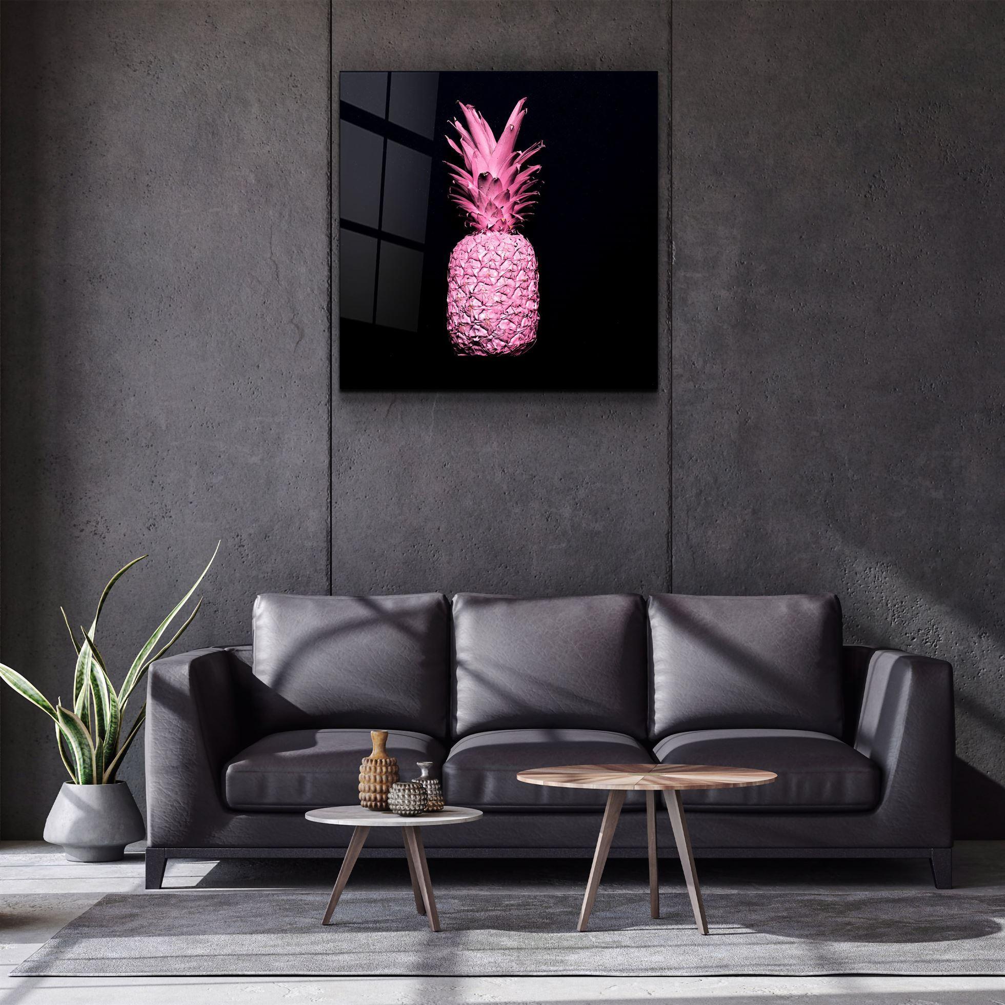 ・"Pink Pineapple"・Glass Wall Art - ArtDesigna Glass Printing Wall Art
