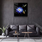 ・"Blue Flower"・Glass Wall Art - ArtDesigna Glass Printing Wall Art