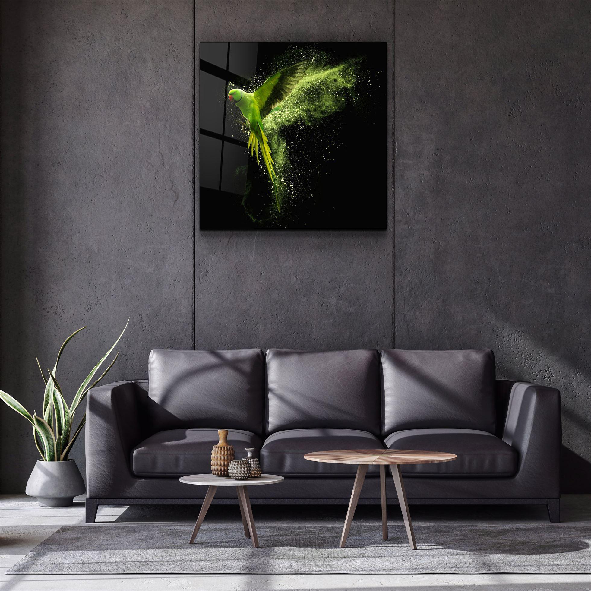 ・"Green Parrot"・Glass Wall Art - ArtDesigna Glass Printing Wall Art