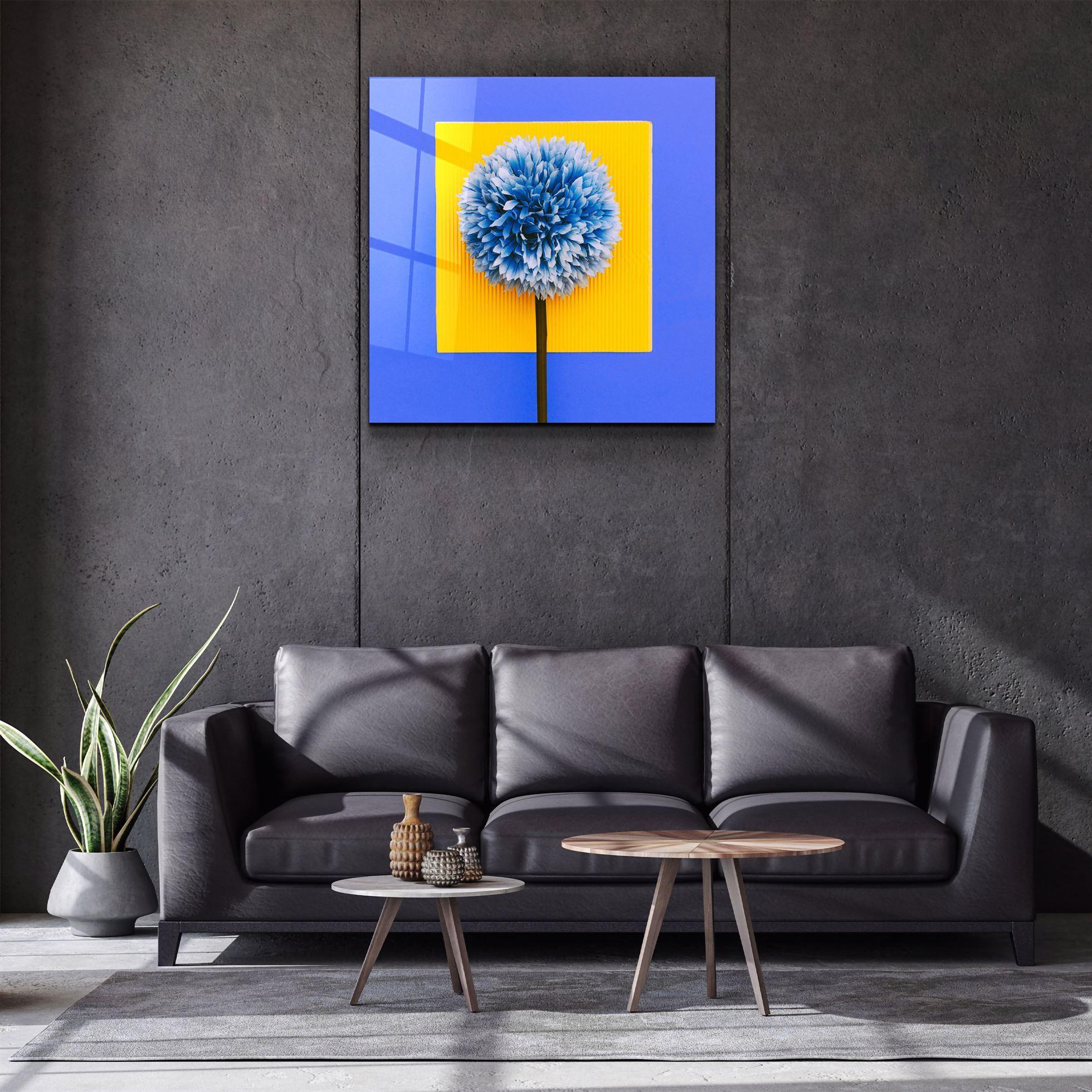・"Blue Flower"・Glass Wall Art - ArtDesigna Glass Printing Wall Art