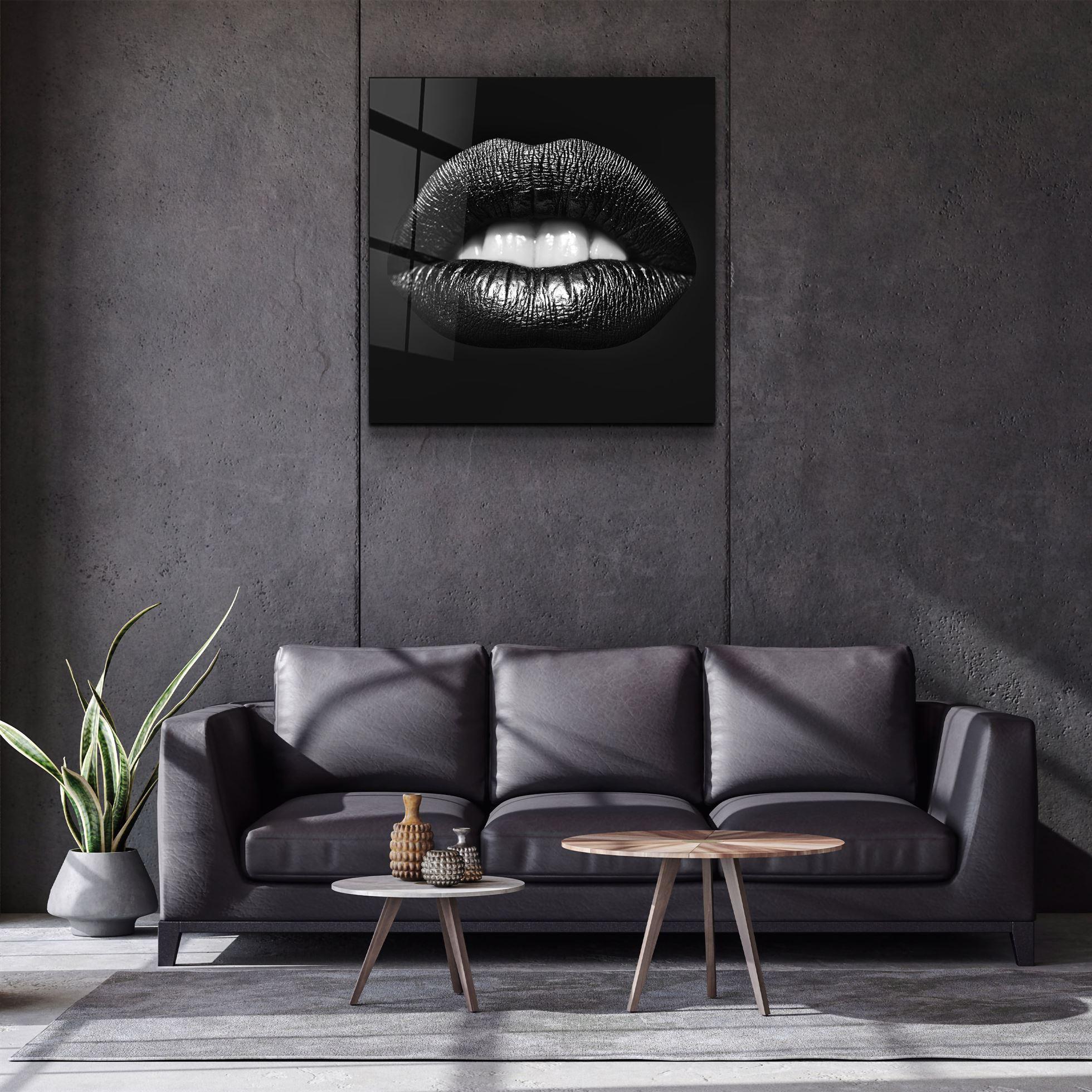 ・"Black Lips"・Glass Wall Art - ArtDesigna Glass Printing Wall Art