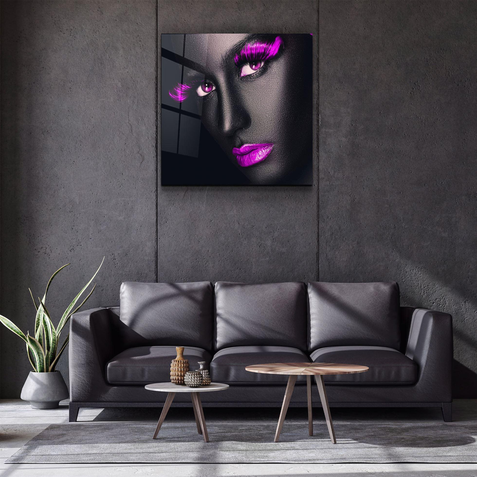 ・"Pink Lips and Eyes"・Glass Wall Art - ArtDesigna Glass Printing Wall Art