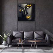 ・"Yellow Lips and Eyes"・Glass Wall Art - ArtDesigna Glass Printing Wall Art