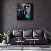 ・"Green Lips and Eyes"・Glass Wall Art - ArtDesigna Glass Printing Wall Art