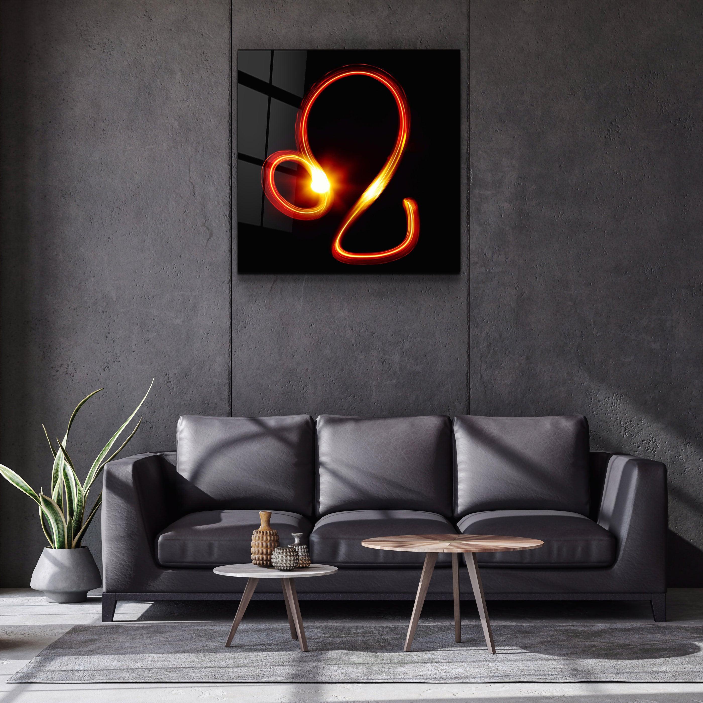 Zodiac Symbols in Black Glass Wall Art - Artdesigna