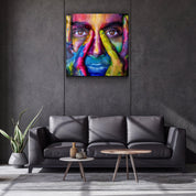 ・"Abstract Colorful Face"・Glass Wall Art - ArtDesigna Glass Printing Wall Art