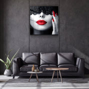 ・"Red Lips and Nails"・Glass Wall Art - ArtDesigna Glass Printing Wall Art