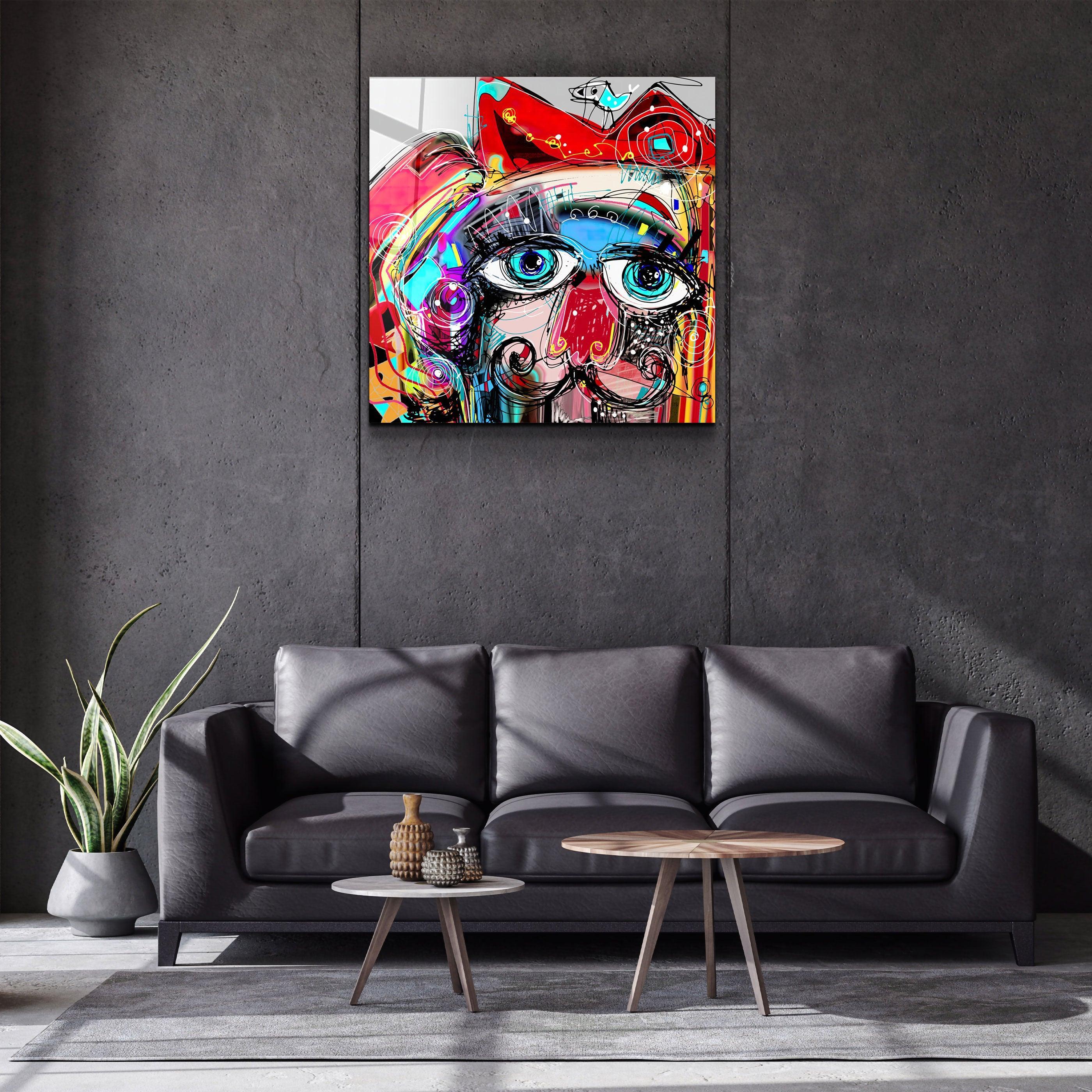 ・"Abstract Colorful Portrait"・Glass Wall Art - ArtDesigna Glass Printing Wall Art