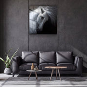 White Horse | Glass Wall Art - Artdesigna