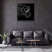 ・"Abstract Black Owl"・Glass Wall Art - ArtDesigna Glass Printing Wall Art