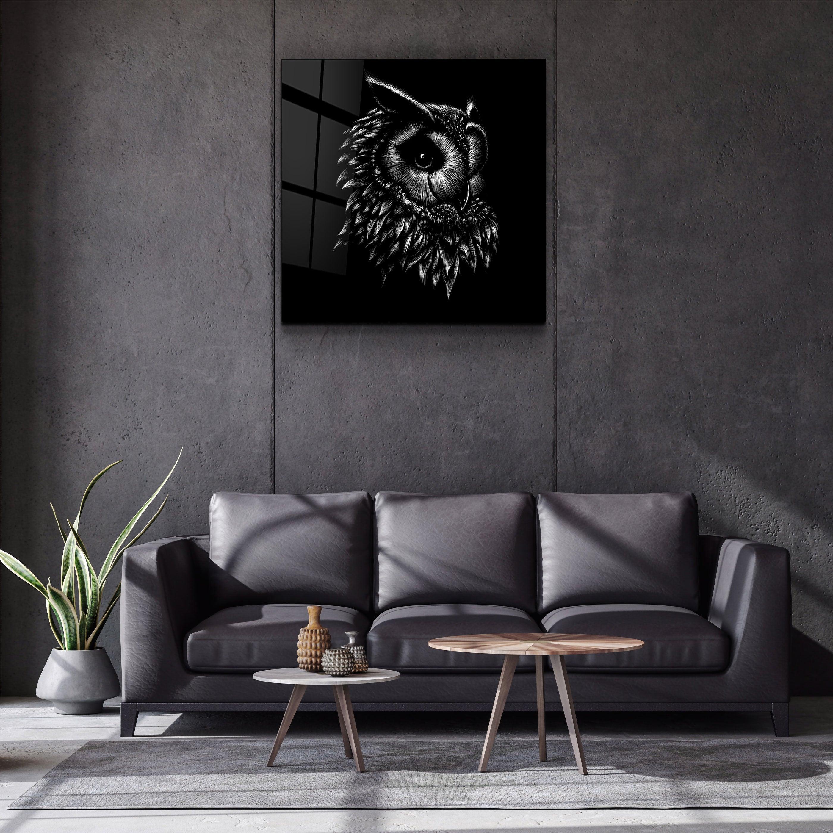 ・"Abstract Black Owl"・Glass Wall Art - ArtDesigna Glass Printing Wall Art