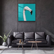 ・"Flamingo - Green"・Glass Wall Art - ArtDesigna Glass Printing Wall Art