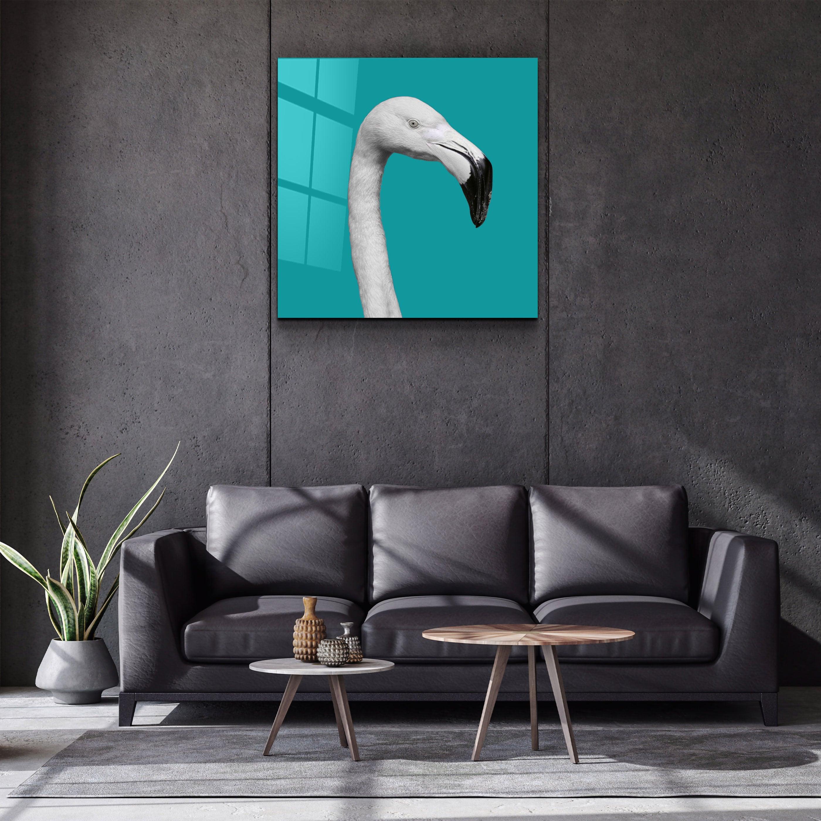 ・"Flamingo - Green"・Glass Wall Art - ArtDesigna Glass Printing Wall Art