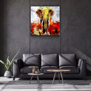 ・"Abstract Colorful Elephant"・Glass Wall Art - ArtDesigna Glass Printing Wall Art