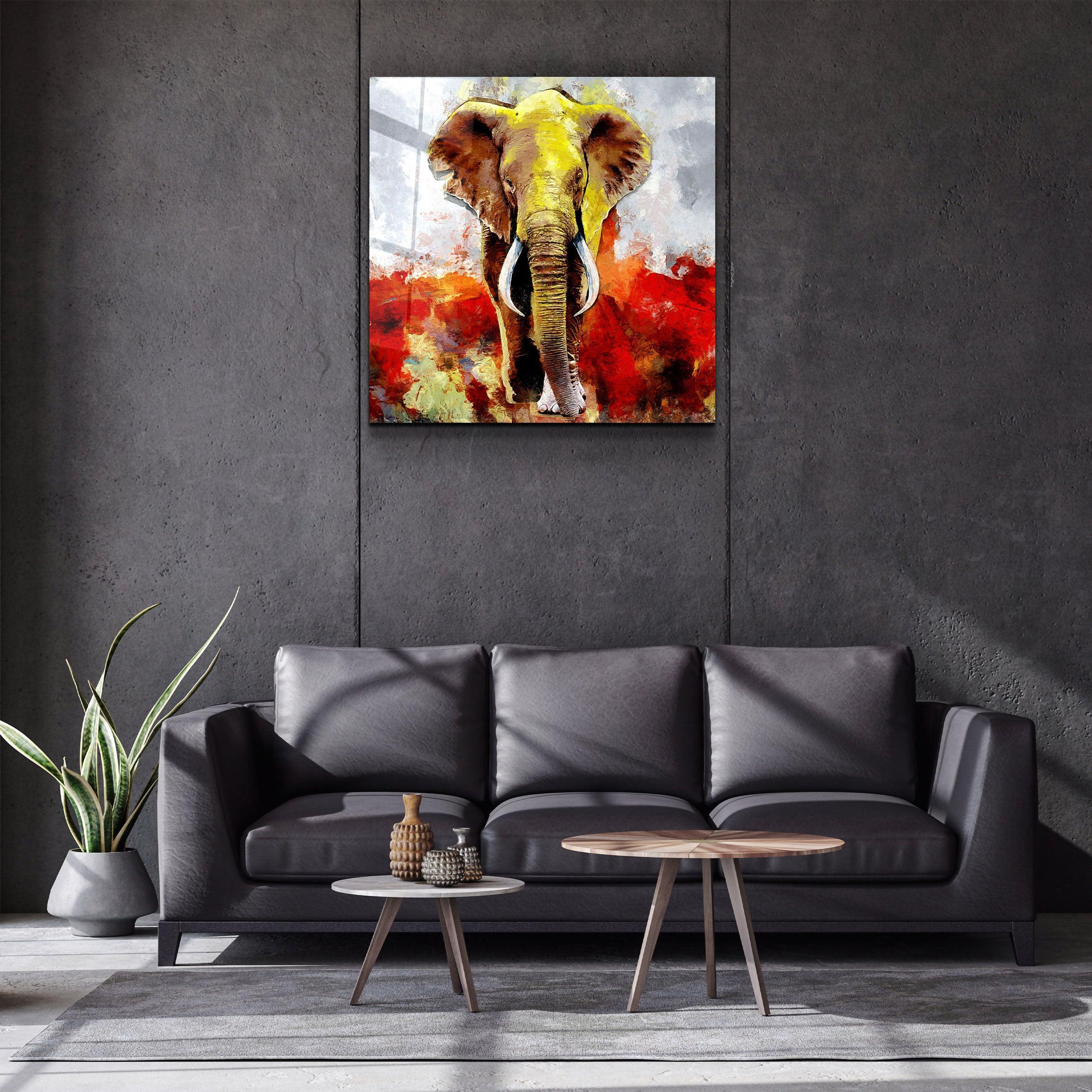 ・"Abstract Colorful Elephant"・Glass Wall Art - ArtDesigna Glass Printing Wall Art