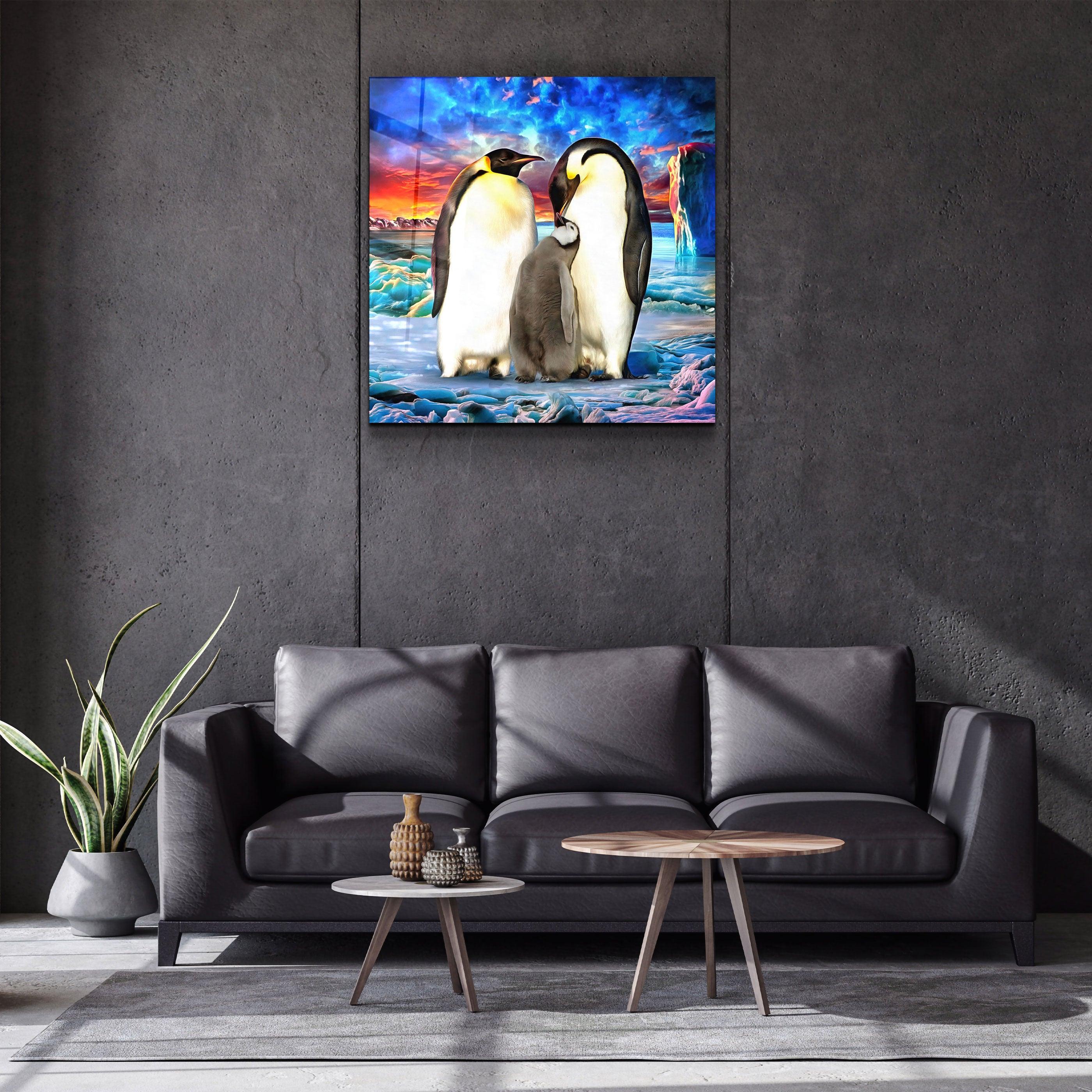 ・"Penguin Family"・Glass Wall Art - ArtDesigna Glass Printing Wall Art