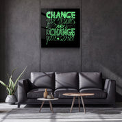 ・"Change Your World - Green"・Glass Wall Art - ArtDesigna Glass Printing Wall Art