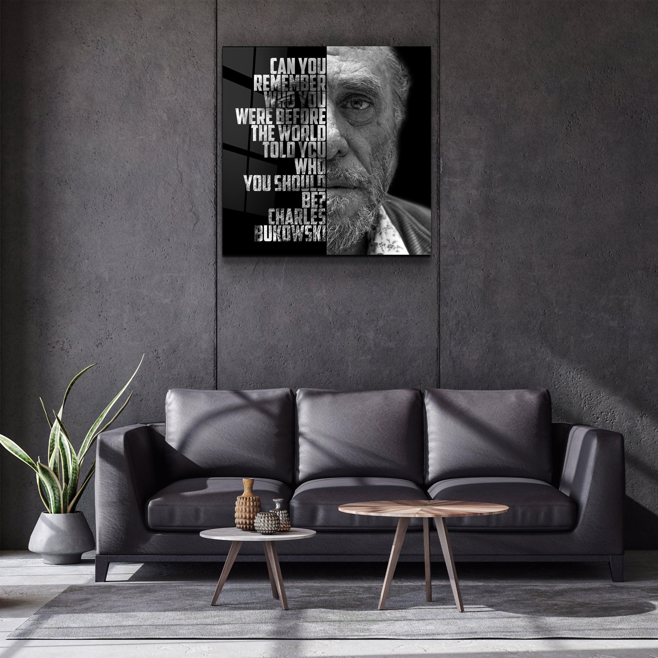 ・"Charles Bukowski"・Designers Collection Glass Wall Art - ArtDesigna Glass Printing Wall Art