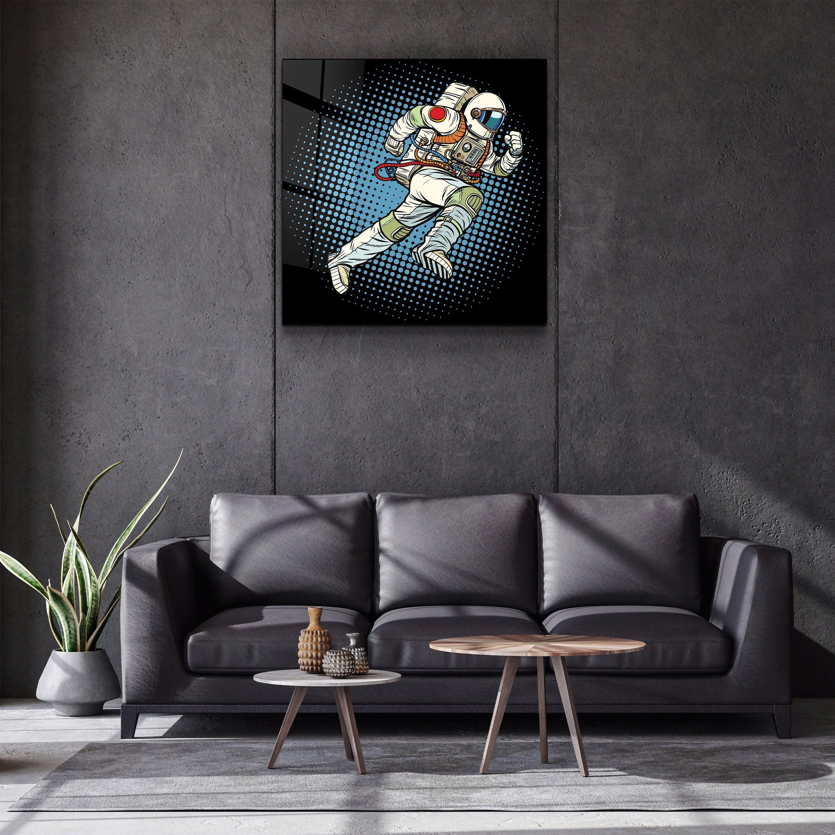 ・"Cartoon Astronaut"・Glass Wall Art - ArtDesigna Glass Printing Wall Art