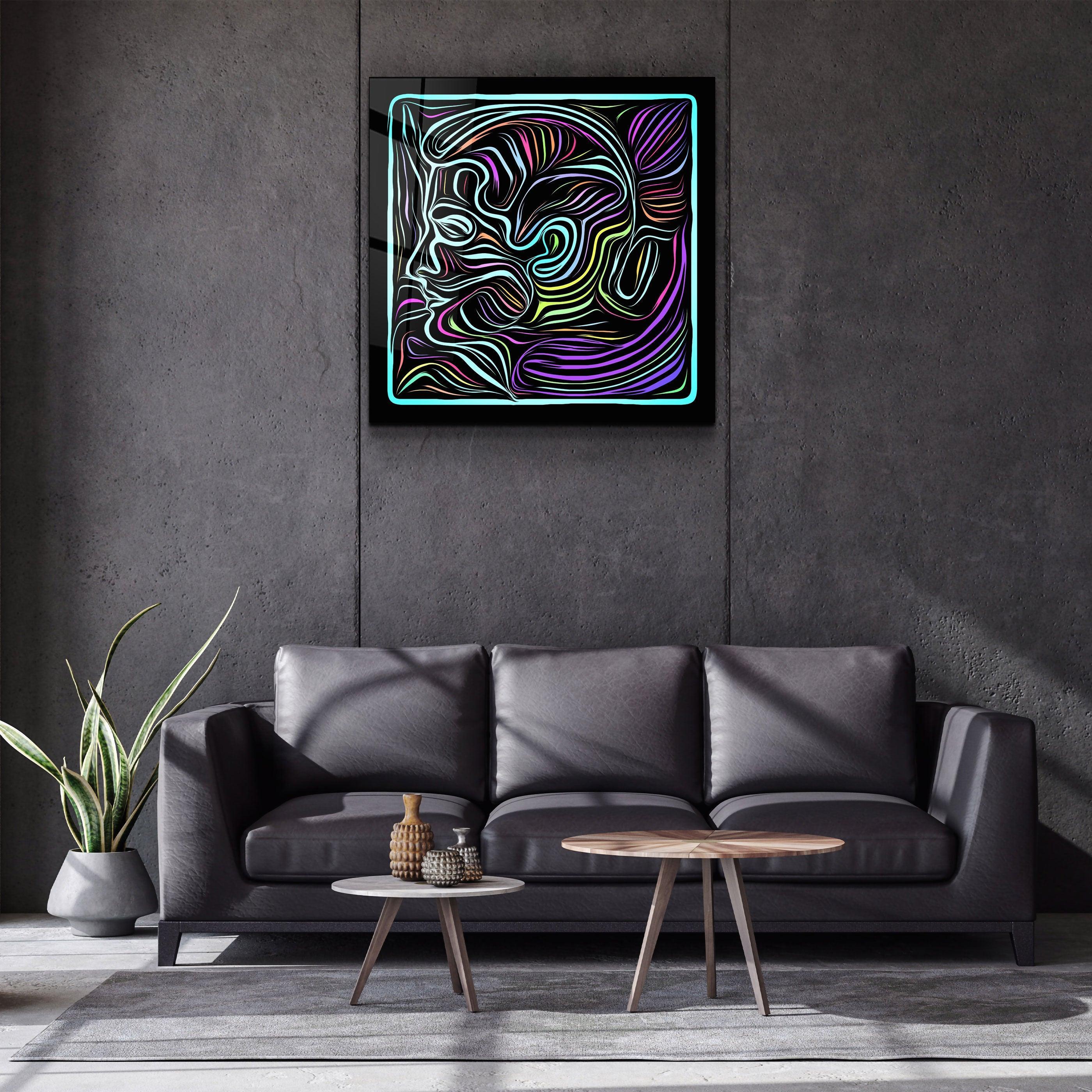 ・"Rainbow Line Faces"・Glass Wall Art - ArtDesigna Glass Printing Wall Art