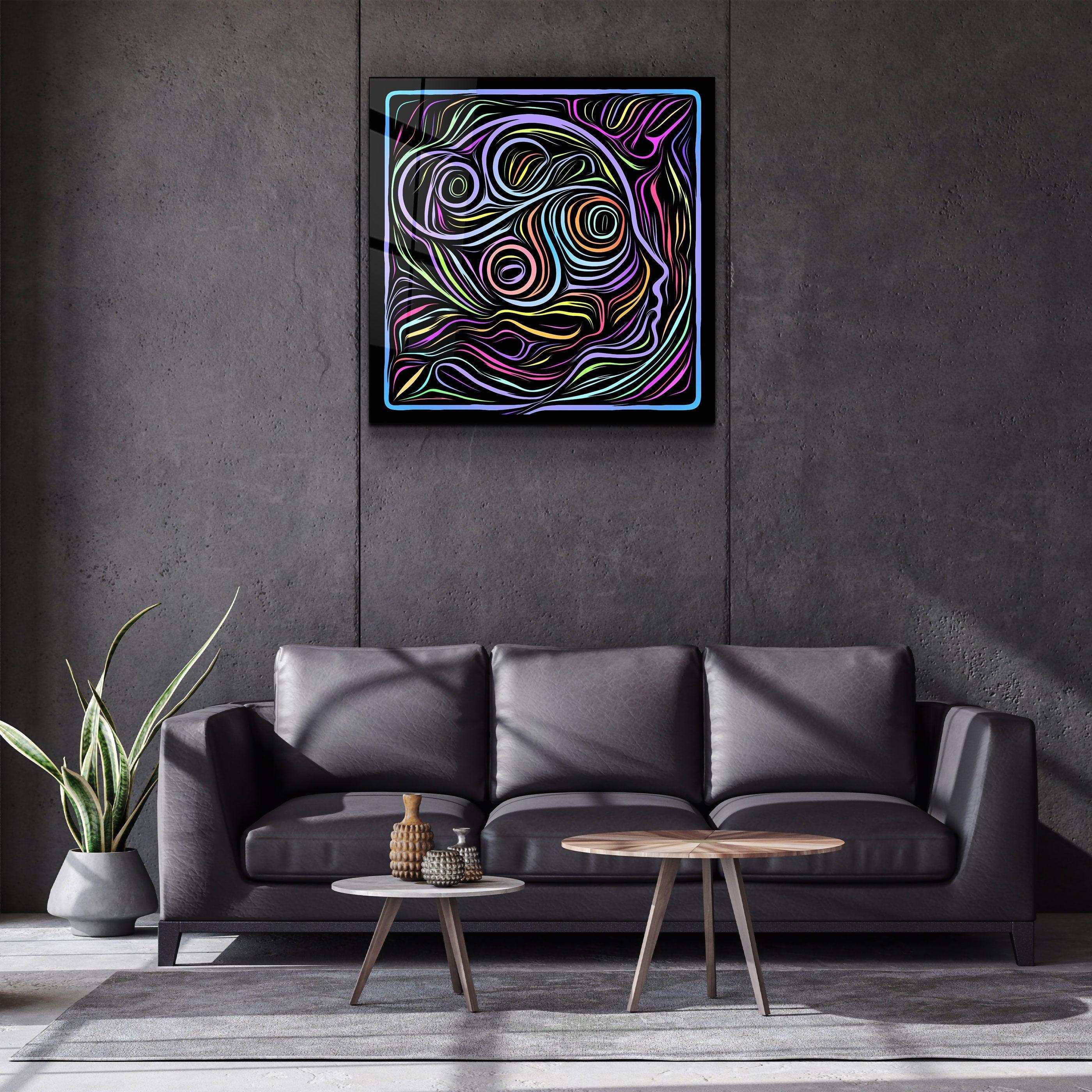 ・"Rainbow Line Faces V3"・Glass Wall Art - ArtDesigna Glass Printing Wall Art