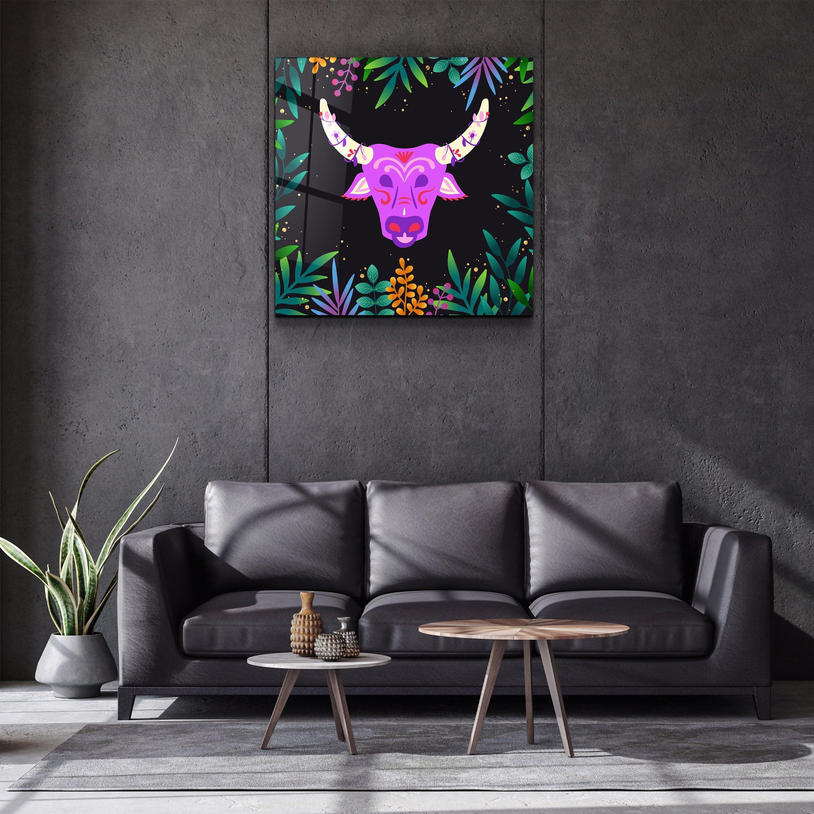 ・"Animal Republic-Wild Cattle"・Designers Collection Glass Wall Art - ArtDesigna Glass Printing Wall Art